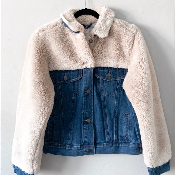 hybrid denim borg jacket